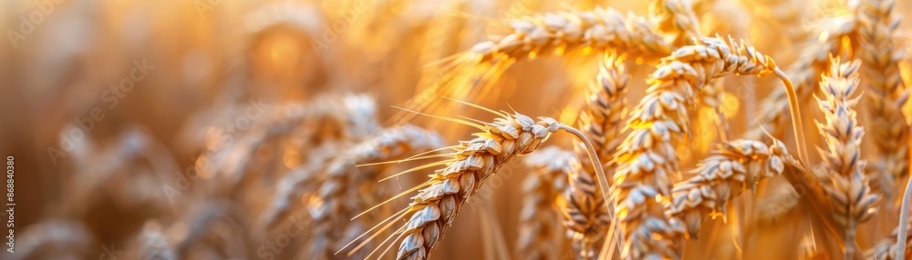 Canvas Prints a field of golden wheat with the sun shining on it.