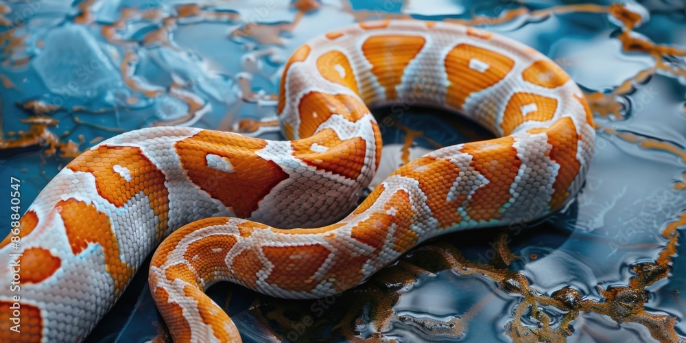 Poster A close-up view of a snake on a flat surface
