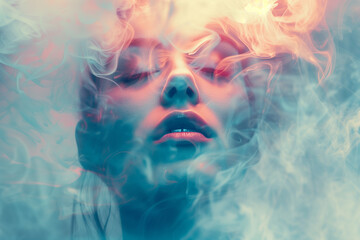 Fototapeta premium portrait of a woman in smoke