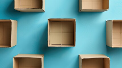 A row of empty cardboard boxes