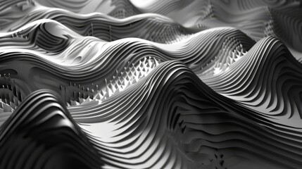 Naklejka premium Abstract Wavy Pattern in Black and White