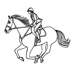 Jockey rider horse woman vector illustration, horse racing, equestrian