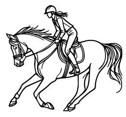 woman ride horse , jockey horse , an equestrian vector illustration 