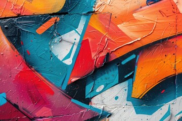 A colorful graffiti with a blue and orange background. The blue and orange colors are mixed together to create a vibrant and energetic look. The graffiti appears to be a form of street art