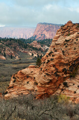 Sandstone rock formations surrounding Virgin, Utah.