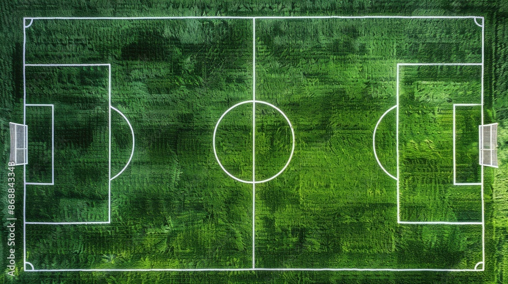 Wall mural A soccer field with green grass and white lines