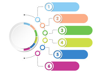 Basic circle infographic with 6 steps, process or options.
