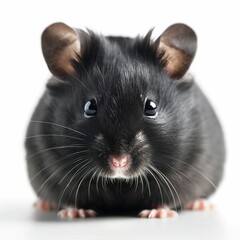 Adorable Black Mouse on White Background. Generative ai.