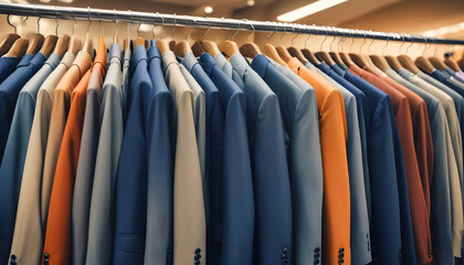 mens suits displayed on hangers in a retail clothing store 9