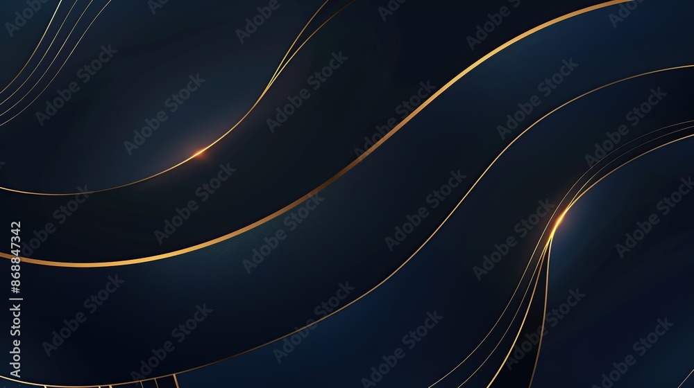 Wall mural Abstract Dark Blue and Gold Swirls