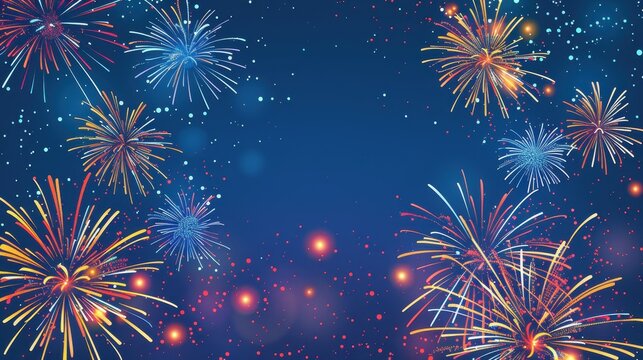 An image depicting explosive fireworks in a dark night sky, highlighting the dynamic and vibrant nature of fireworks as they light up the darkness.