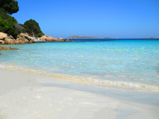 Beautiful sea in Sardegna Italy. Blue clear water sea in Italy. Beautiful background with sea.