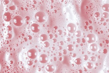 White Soap Foam on Pastel Pink Background