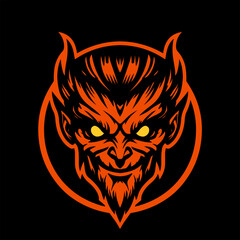 Devil face in tattoo style. vector illustration on black background