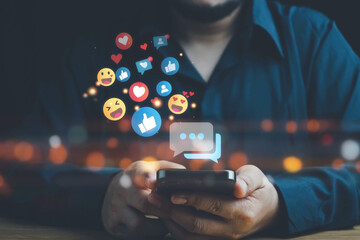 Social media and digital online concept, man using smart phone. The concept of living on vacation...