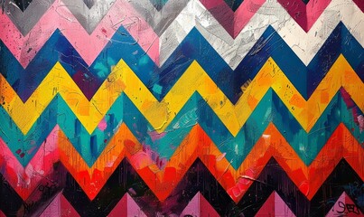 Abstract pop art zigzags with bright colors