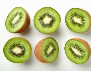 Fototapeta premium A close up of a green kiwi fruit with a slice missing