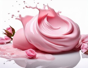 A pink blob of makeup is on a white background