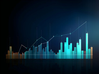 Naklejka premium Financial data document, graph chart report statistic, marketing research development planning management, strategy analysis accounting, Financial business technology hologram concept. 