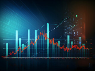 Fototapeta premium Financial data document, graph chart report statistic, marketing research development planning management, strategy analysis accounting, Financial business technology hologram concept. 