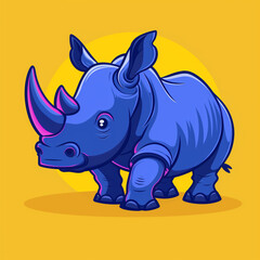 Gentle Giant: Friendly Rhino Cartoon Vector Icon Illustration - An Endangered Marvel