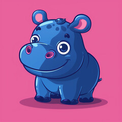 Obraz premium River Fun Reimagined: Happy Hippo Cartoon Vector Icon Illustration - Aquatic Adventures