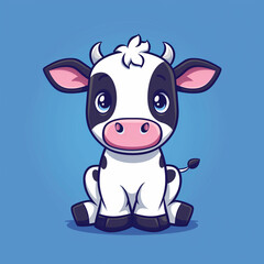 Obraz premium Adorable Cow Cartoon Vector Icon Illustration - Dairy Delight in a Cute Artistic Style