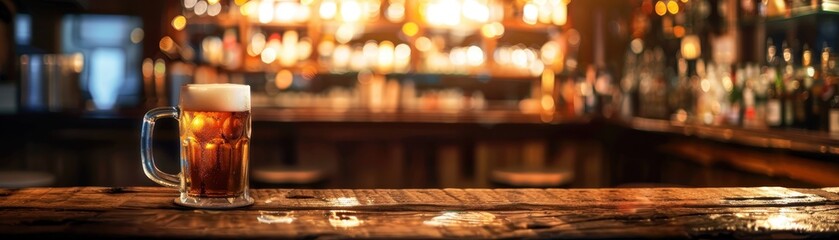 Rustic pub exterior focus on, copy space, inviting entrance, double exposure silhouette with beer mug