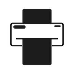 Printer icon illustration. Black and white design. Simple vector graphic. Office equipment symbol.