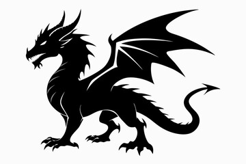 dragon silhouette vector illustration, Black Dragon silhouette vector design 