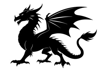 dragon silhouette vector illustration, Black Dragon silhouette vector design 