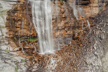 Cliff face anf th Bridal Veil Falls, Provo, Utah, United States of America.