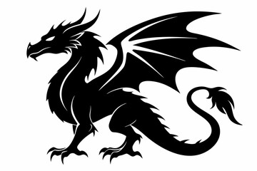 black dragon vector,  dragon silhouette vector illustration