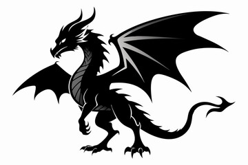 black dragon vector,  dragon silhouette vector illustration