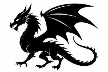 black dragon vector,  dragon silhouette vector illustration