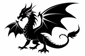black dragon vector,  dragon silhouette vector illustration