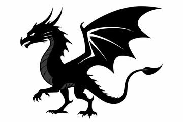 black dragon vector,  dragon silhouette vector illustration