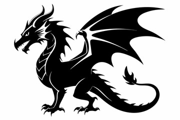 black dragon vector,  dragon silhouette vector illustration