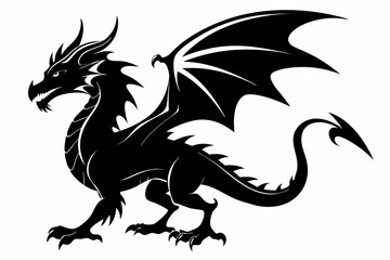 black dragon vector,  dragon silhouette vector illustration