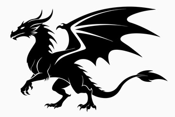 black dragon vector,  dragon silhouette vector illustration