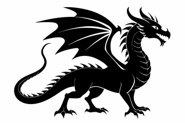 black dragon vector,  dragon silhouette vector illustration