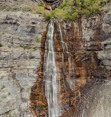 Cliff face anf th Bridal Veil Falls, Provo, Utah, United States of America.