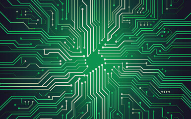 circuit board electronic or electrical line on green engineering technology concept