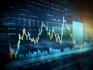 Financial data document, graph chart report statistic, marketing research development planning management, strategy analysis accounting, Financial business technology hologram concept. 