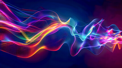 Obraz premium Captivating Iridescent Neon Holographic Wave Creates Dynamic Abstract Composition