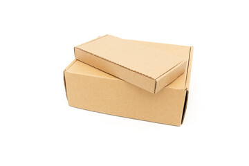 2 rectangular packaging paper boxes isolated on white background