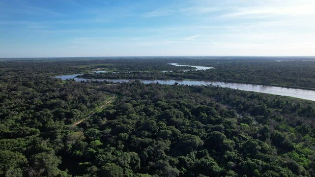 Aerial view of the city of Porto Jofre, Rio Cuiab&aacute;, Pantanal, Cuiab&aacute;, Brazil