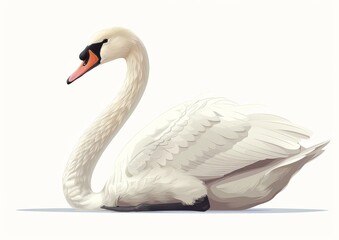 Fototapeta premium Watercolor graphics, drawings of geese and swans on the surface of the water. Logo design on white and transparent background. 