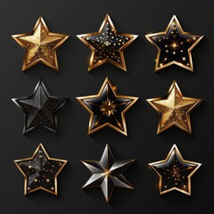Obraz premium star collection Black and white or colorful, multiple stars with a transparent white background.