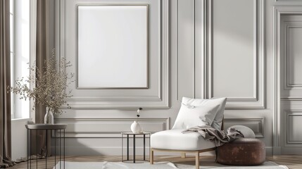 Portrait frame in a stylish home 'mock up' for social media use
